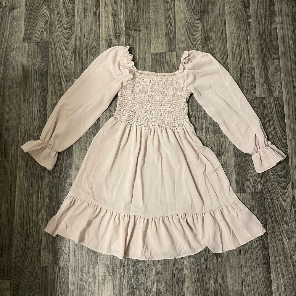 Tan Long Sleeve Dress